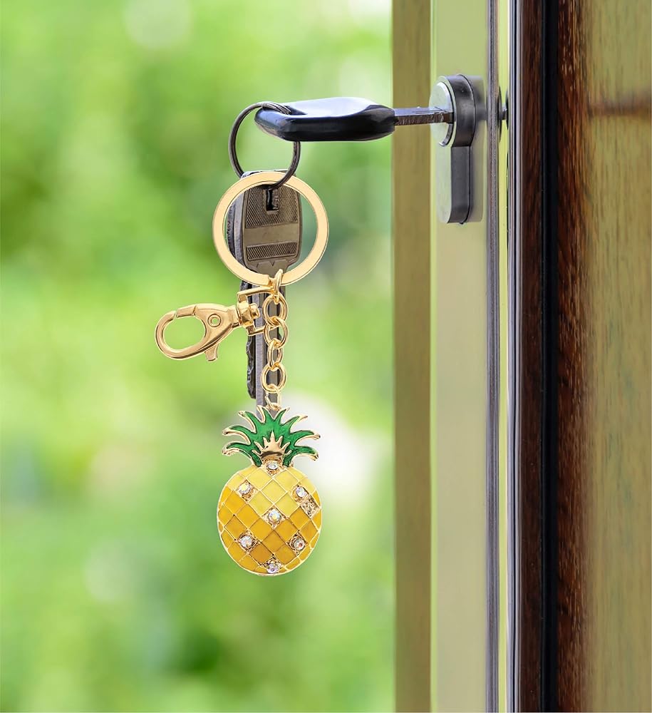 新品✨NEW TOP CHARM PINEAPPLE Aqua79 Pineapple Keychain - Gold 3D Sparkling Charm